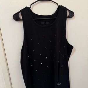 Black Tank Top with Red and White Accents